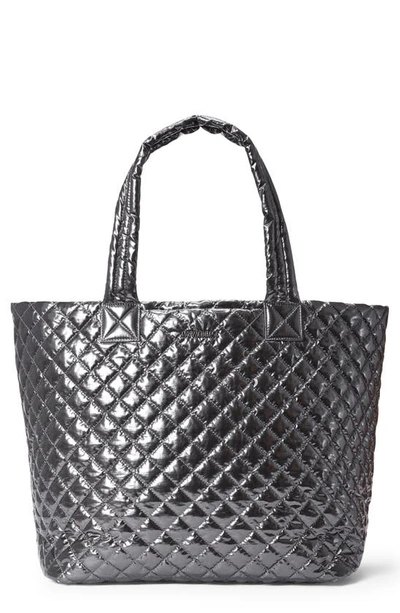 Mz Wallace Large Metro Deluxe Tote In Anthracite Metallic/gunmetal