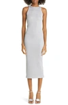 A.l.c Ashley Metallic High Neck Midi Bodycon Dress In Mercury