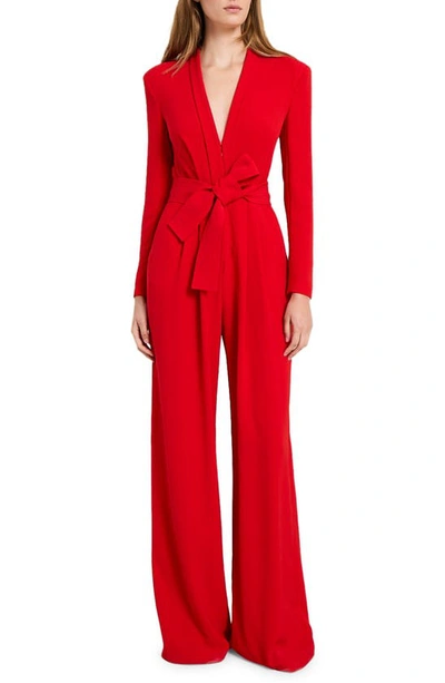 A.l.c Kieran Ii Belted Crepe Wide-leg Jumpsuit In Red