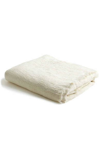 Piglet In Bed Crinkle Linen Throw Blanket In Cream