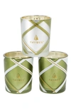 Thymes Frasier Fir Frosted Plaid Votive Trio In Green/ Clear