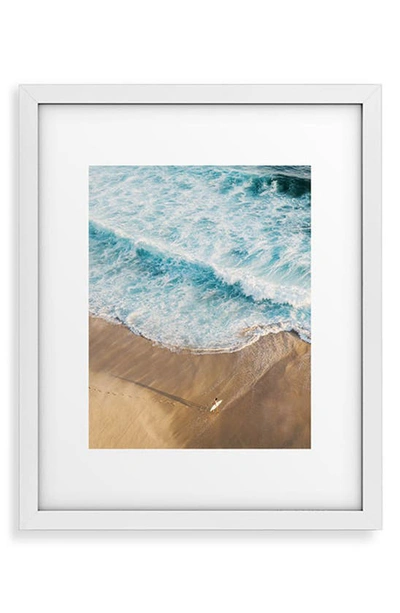 Deny Designs The Surfer & The Ocean Framed Wall Art In Blue