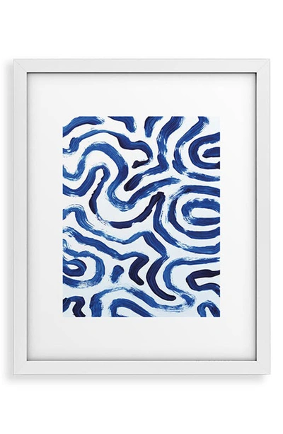 Deny Designs Blue Minimal Framed Art Print In White