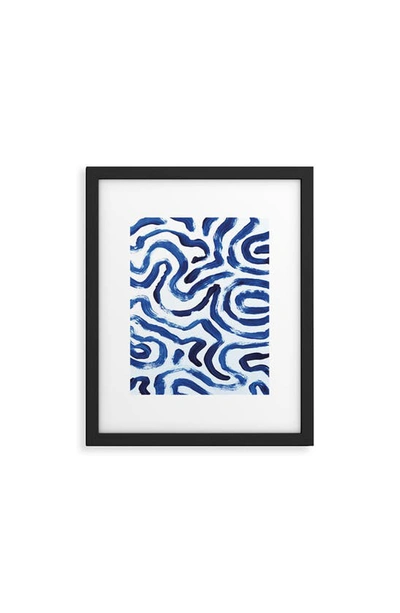 Deny Designs Blue Minimal Framed Art Print In Blue/ White