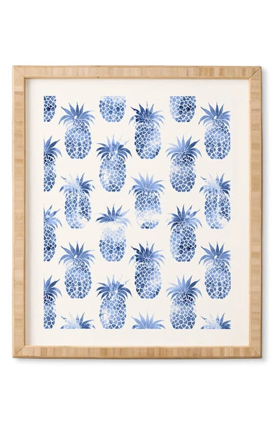 Deny Designs Pineapples Blue Framed Wall Art