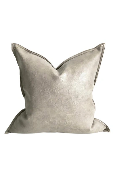 Modish Decor Pillows Faux Leather Pillow Cover In Stone