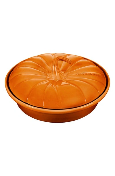 Le Creuset Persimmon Figural Pumpkin Baker With Lid With $13 Credit In Nocolor