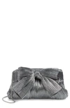 Loeffler Randall Rayne Small Pleated Bow Frame Clutch In Dark Silver/silver