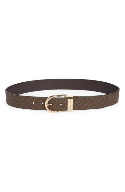 Michael Kors Logo Reversible Belt In Brown Logo