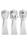 Nambe Mini Angel Figurines Faith, Love, & Peace - Set Of 3 In White