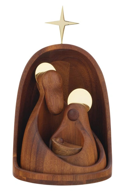 Nambe 4-piece Nesting Nativity Figurine Set In Brown