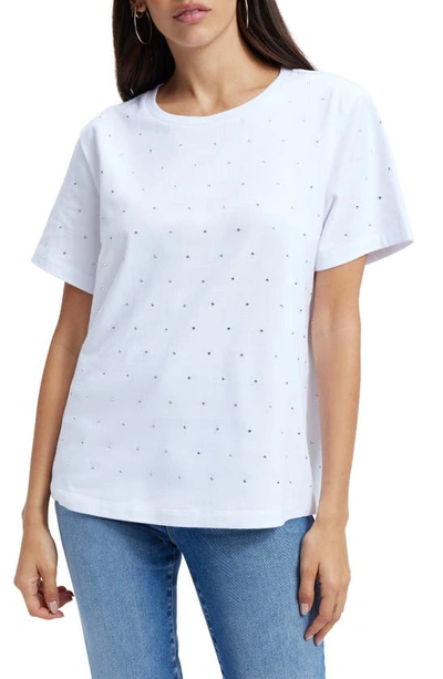 Good American Crystal Embellished Cotton T-shirt In White001