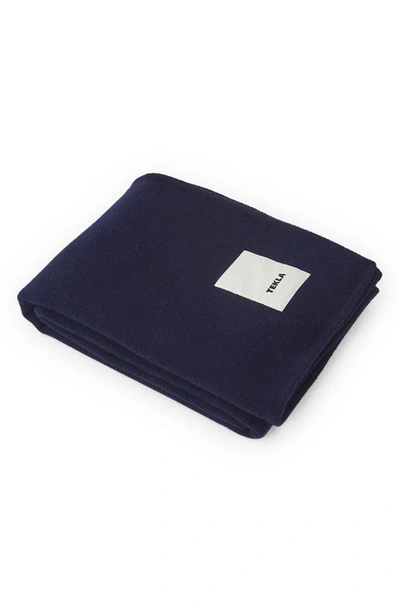 Tekla Merino Wool Throw Blanket In Dark Blue