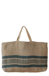 Will And Atlas Chelsea Wide Market Shopper Jute Tote In Natural/ Grey