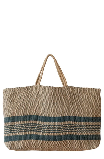 Will And Atlas Chelsea Wide Market Shopper Jute Tote In Natural/ Grey