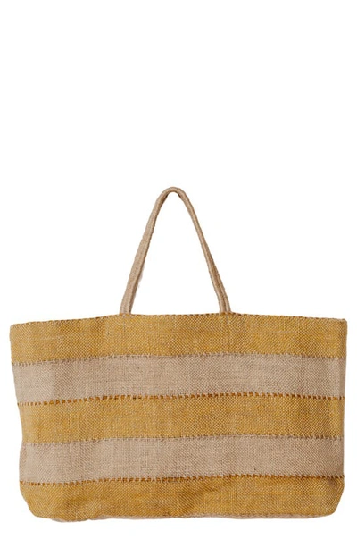 Will And Atlas Khari Wide Market Shopper Jute Tote In Gold