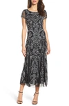 Pisarro Nights Beaded Mesh Column Gown In Black