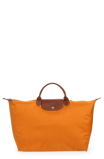 Longchamp Large Le Pliage Travel Bag In Saffron