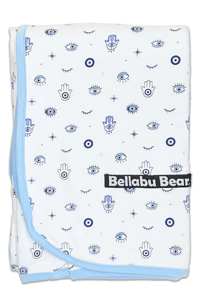 Bellabu Bear Kids' The Eye Print Reversible Blanket In White With Eyes