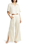 Lunya High Waist Washable Silk Pajamas In Swan White