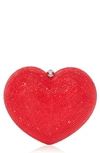 Judith Leiber Lamour Petite Coeur Heart Clutch In Silver Light Siam