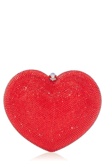 Judith Leiber Lamour Petite Coeur Heart Clutch In Silver Light Siam