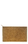 Judith Leiber Crystal Pouch In Champagne Metallic Gold