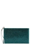 Judith Leiber Crystal Pouch In Silver Teal