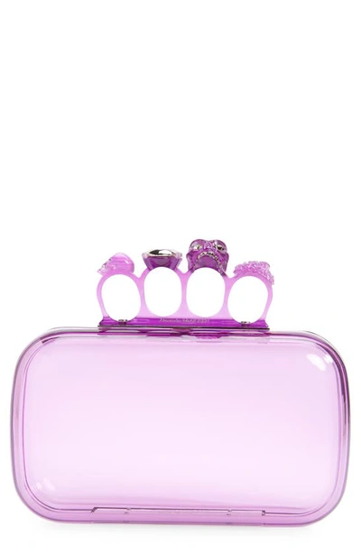 Alexander Mcqueen Skull Four-ring Box Clutch In Lilac
