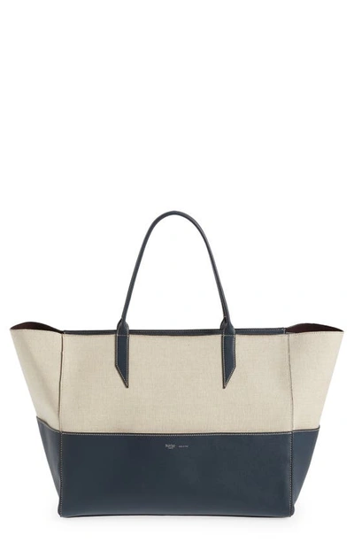 Métier London Large Incognito Canvas & Leather Tote In Slate