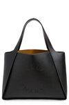 Stella Mccartney Perforated Logo Faux Leather Tote In 1000 - Black