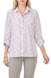 Foxcroft Cole Print Wrinkle-resistant Button-up Shirt In Blue Multi