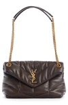 Saint Laurent Medium Loulou Puffer Quilted Leather Crossbody Bag In Dark Ganache