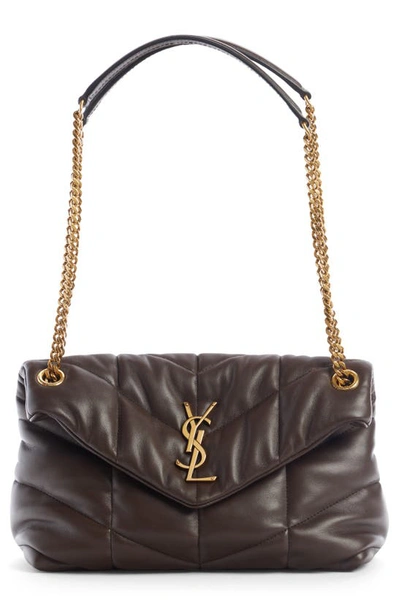 Saint Laurent Medium Loulou Puffer Quilted Leather Crossbody Bag In Dark Ganache