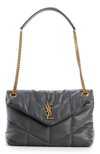 Saint Laurent Medium Loulou Puffer Quilted Leather Crossbody Bag In Storm/ Storm