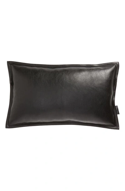 Modish Decor Pillows Faux Leather Pillow Cover In Black Tones