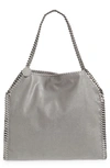 Stella Mccartney Small Falabella Shaggy Deer Faux Leather Tote In Light Grey