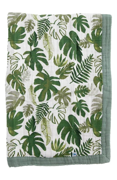 Little Unicorn Kids' Cotton Muslin Baby Quilt In Tropical Leaf