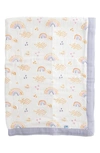 Little Unicorn Deluxe Muslin Baby Receiving Quilt In Rainbows & Raindrops