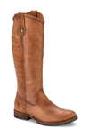 Frye Melissa Double Sole Button Lug Tall Leather Boot In Cognac - Sandy