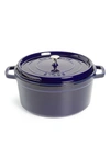 Staub Cast Iron 9 Quart Round Cocotte In Dark Blue
