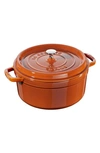 Staub Cast Iron 5.5-qt. Round Cocotte In Burnt Orange