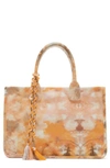 Vince Camuto Orla Tote In Rusty Orange Multi Tie Dye