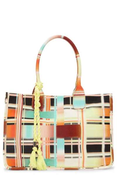 Vince Camuto Orla Canvas Tote In Plaid Di Tech