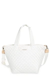 Mz Wallace Metro Deluxe Mini Iridescent Quilted Tote Bag In Pearl Metallic