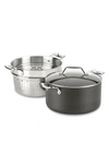 All-clad Essentials Steam, Poach & Stew Nonstick 7-quart Pot With Multipurpose Insert And Lid In Black