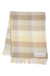 Acne Studios Check Blanket Scarf In Pale Yellow,beige,grey
