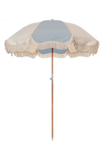 Business & Pleasure Co. Premium Beach Umbrella In 70s Panel Santorini Blue Cream
