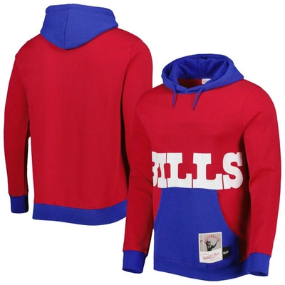 Mitchell & Ness Men's  Red Buffalo Bills Big Face 5.0 Pullover Hoodie