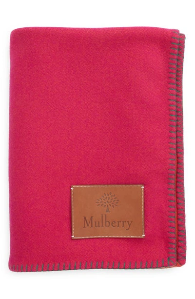 Mulberry Colorblock Wool Throw Blanket In  Pink/ Coral